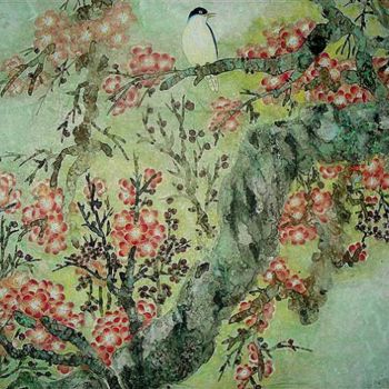 Pittura intitolato "flower" da Feng Ling, Opera d'arte originale, Olio