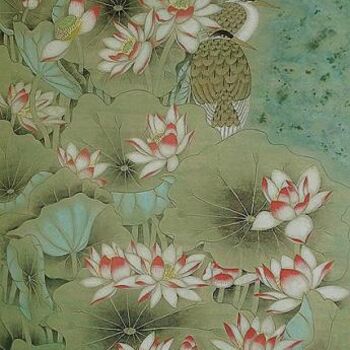Pittura intitolato "flower" da Feng Ling, Opera d'arte originale, Olio