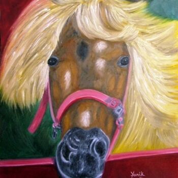Schilderij getiteld "Horse the blonde" door Yanik Lasko, Origineel Kunstwerk, Olie