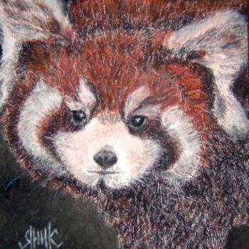 Painting titled "Red Panda" by Yanik Lasko, Original Artwork, Oil