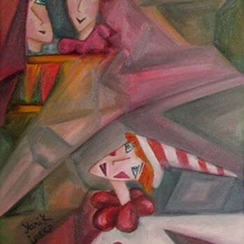 Painting titled "Pierrot in Love" by Yanik Lasko, Original Artwork, Oil
