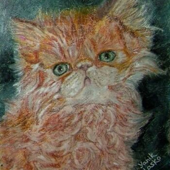 Pintura titulada "Red kitten" por Yanik Lasko, Obra de arte original, Oleo