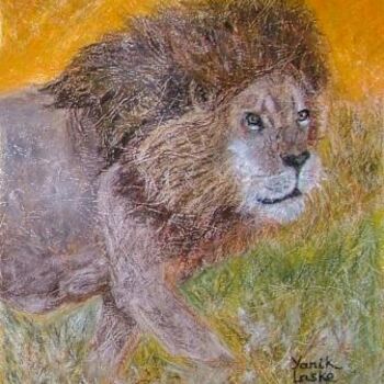 Painting titled "Lion" by Yanik Lasko, Original Artwork, Oil