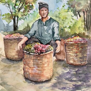 Malarstwo zatytułowany „Harvest” autorstwa Yanina Kalinichenko, Oryginalna praca, Akwarela