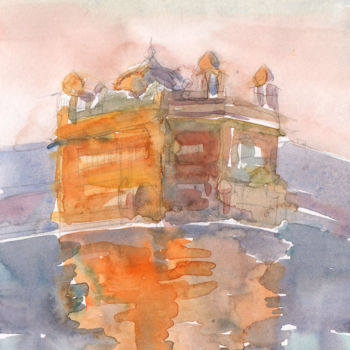 Painting titled "Golden Temple. Even…" by Yanina Yantsevich, Original Artwork