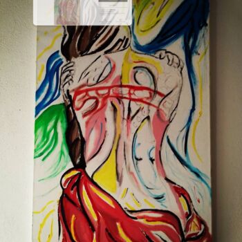 Painting titled "Mujer de espalda" by Yankuik Itzae, Original Artwork, Oil Mounted on Wood Stretcher frame