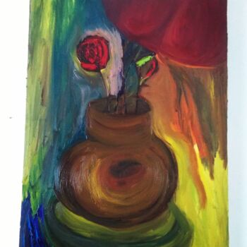 Painting titled "florero" by Yankuik Itzae, Original Artwork, Oil