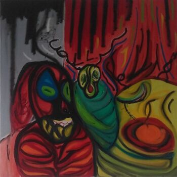 제목이 "trinidad moderna"인 미술작품 Yankuik Itzae로, 원작, 기름 나무 들것 프레임에 장착됨