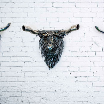 Escultura titulada "3-cows.jpg" por Yann Bour, Obra de arte original, Metales