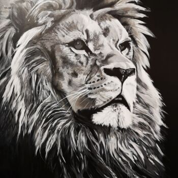 Painting titled "Lion" by Yann Comtat, Original Artwork, Acrylic