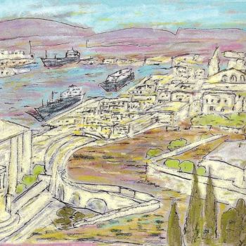 Pintura intitulada "le port de la Valet…" por Bobdiyann, Obras de arte originais, Pastel