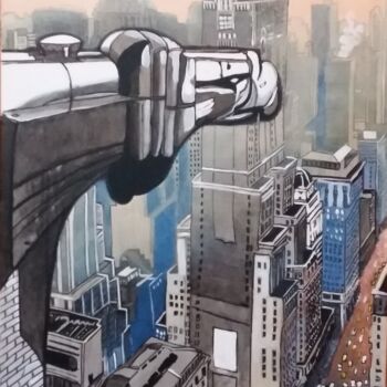绘画 标题为“Chrysler Building” 由Yann Le Dall, 原创艺术品, 油 安装在木质担架架上