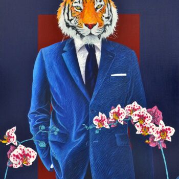 Schilderij getiteld "Eye of the Tiger" door Yann Michael Talvas, Origineel Kunstwerk, Acryl