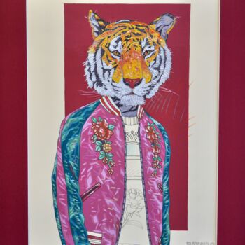 Drawing titled "Tiger in a Spotligh…" by Yann Michael Talvas, Original Artwork, Acrylic