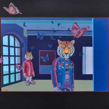 Peinture intitulée "Sunset Tigers" par Yann Michael Talvas, Œuvre d'art originale, Acrylique