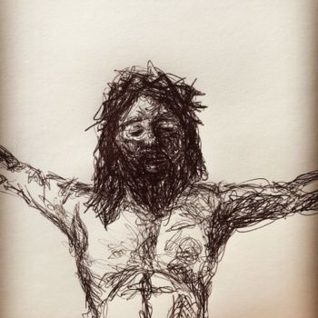 Dessin intitulée "christ" par Yann Morenas, Œuvre d'art originale