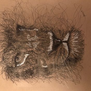 Drawing titled "lion" by Yann Morenas, Original Artwork