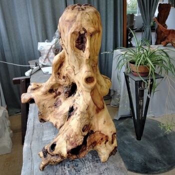 Sculpture titled "Le cauchemar" by Yann Raufaste (YASKA), Original Artwork, Wood