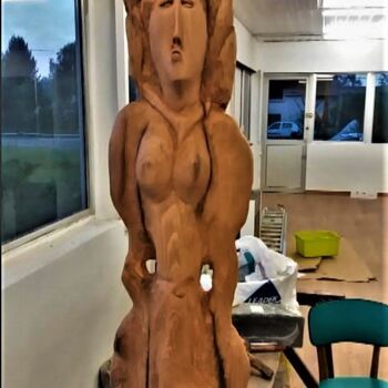 Skulptur mit dem Titel "Nostra Dama Des Bois" von Yann Raufaste (YASKA), Original-Kunstwerk, Holz