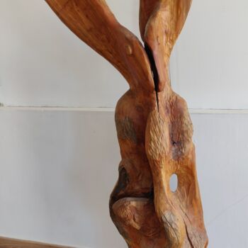 Sculpture titled "LEUK LE LIEVRE" by Yann Raufaste (YASKA), Original Artwork, Wood