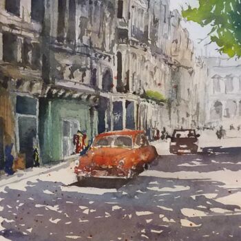 Painting titled "Cuba" by Yann Chalopin, Original Artwork, Watercolor