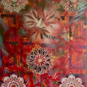 Картина под названием "Fleurs du crépuscule" - Yannic Raievsky, Подлинное произведение искусства, Акрил