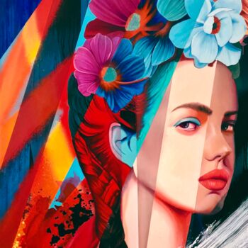 Pintura intitulada "Mona" por Yannick Aaron, Obras de arte originais, Óleo Montado em Armação em madeira