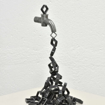 Sculpture titled "Le robinet surprena…" by Yannick Bouillault, Original Artwork, Metals