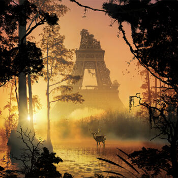 Arts numériques intitulée "Tour Eiffel dans la…" par Yannick Monget, Œuvre d'art originale, Peinture numérique