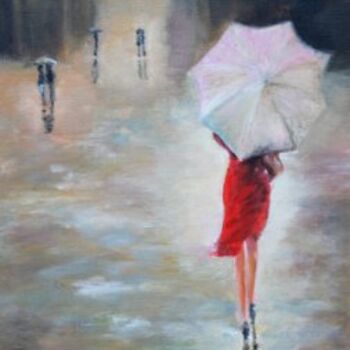 Painting titled "femme sous la pluie" by Yannick Rigaud, Original Artwork