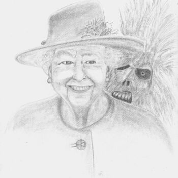 Drawing titled "Eddie Save the Queen" by Yannick Savineau, Original Artwork, Pencil