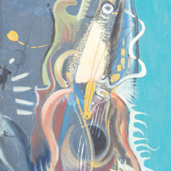 Картина под названием "sardine jouant de l…" - Yanosky, Подлинное произведение искусства, Акрил