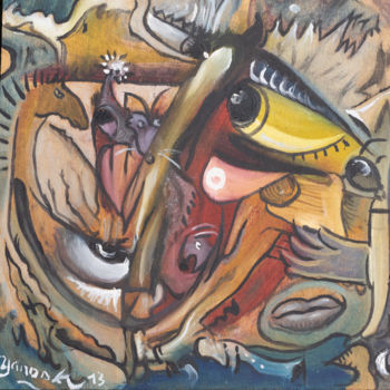 Peinture intitulée "l'hirondelle sacrif…" par Yanosky, Œuvre d'art originale, Huile
