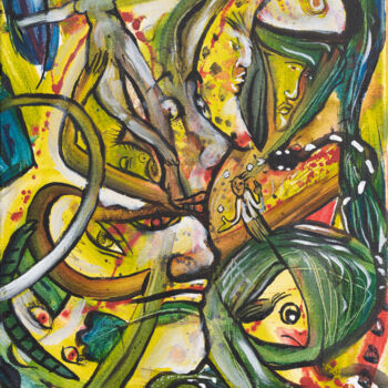 Painting titled "prophétie végétale" by Yanosky, Original Artwork, Oil