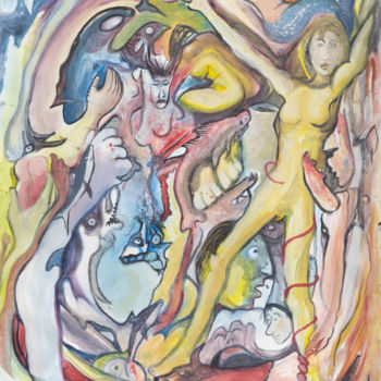 Malerei mit dem Titel "Aphrodite child" von Yanosky, Original-Kunstwerk, Öl