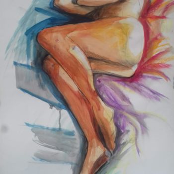 Drawing titled "ma Lili nue" by Yanosky, Original Artwork, Pastel