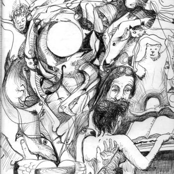 Drawing titled "musique et amour" by Yanosky, Original Artwork, Ballpoint pen