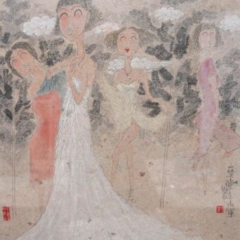 Pittura intitolato "《云飘飘NO.2》" da Yongjun Yan, Opera d'arte originale