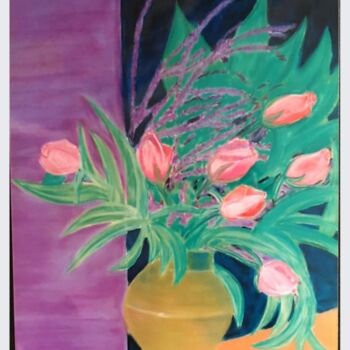 Картина под названием "Le bouquet de bruyè…" - Yapa Bandara, Подлинное произведение искусства, Пастель Установлен на Другая…