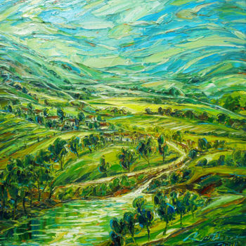 Pittura intitolato "Stream of Life" da Yap Kim Boon, Opera d'arte originale, Olio