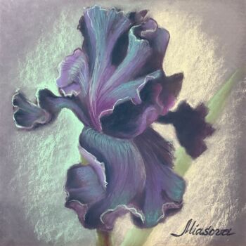 Prenten & gravures getiteld "Deep violet iris" door Yara Miasova, Origineel Kunstwerk, Digitale afdruk