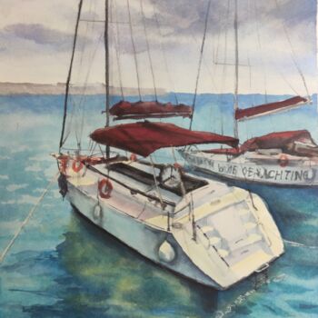 绘画 标题为“Yachts” 由Galina Yarovikova, 原创艺术品, 水彩
