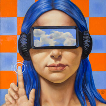 Painting titled "NEW REALITY" by Yaroslav Kurbanov, Original Artwork, Oil Mounted on Wood Stretcher frame