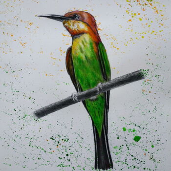 Painting titled "Friendly bird" by Yaroslav Teslenko, Original Artwork, Acrylic