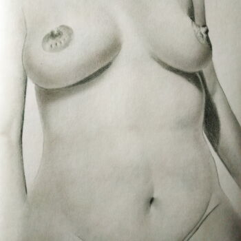 Drawing titled "Nude№371" by Yaroslav Teslenko, Original Artwork, Charcoal