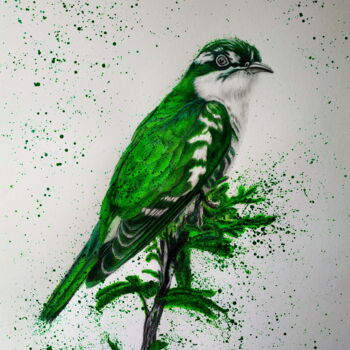 Peinture intitulée "Bird Green" par Yaroslav Teslenko, Œuvre d'art originale, Acrylique