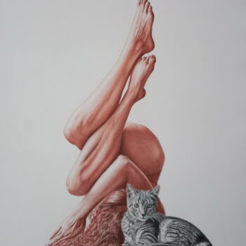 Dessin intitulée "Yoga 048" par Yaroslav Teslenko, Œuvre d'art originale, Fusain