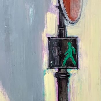 Painting titled "Green light" by Yaroslav Yasenev, Original Artwork, Oil Mounted on Wood Stretcher frame
