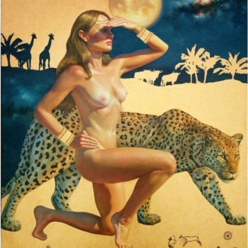 Painting titled "GD. Safari On The B…" by Ksenia Yarovaya, Original Artwork, Oil
