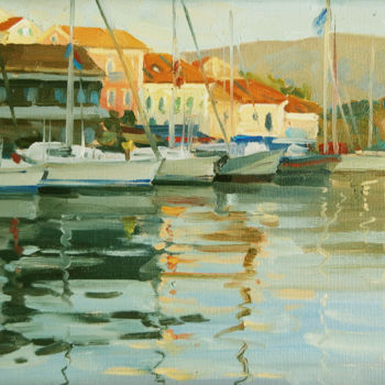 Painting titled "Port Rethimno" by Ksenia Yarovaya, Original Artwork, Oil